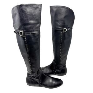 Christian Dior Galliano Ethnic Black Leather Studded OTK Boots EU 40 FW2004 Y2K